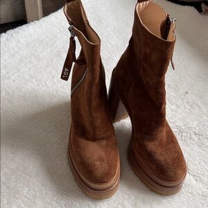 AGL Tan Suede Heeled Boots